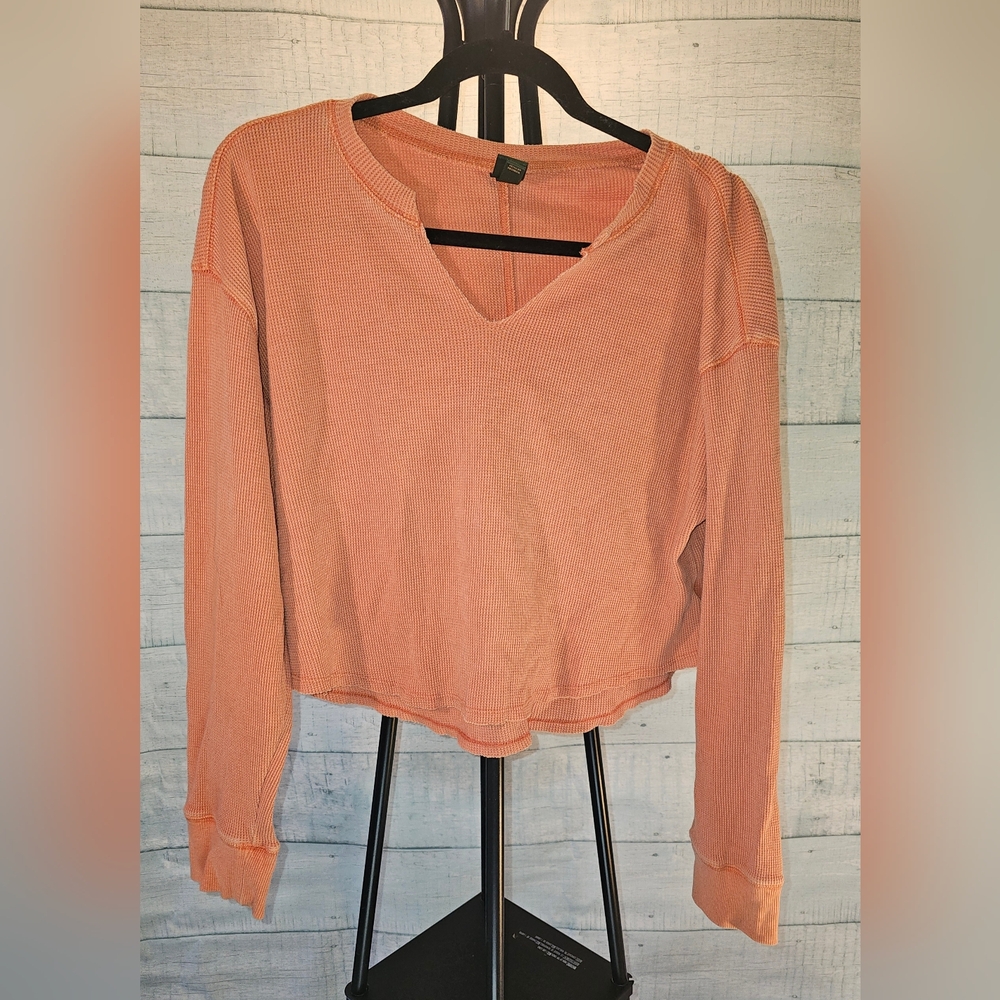 Wild Fable Coral Long Sleeve Crop Thermal Top